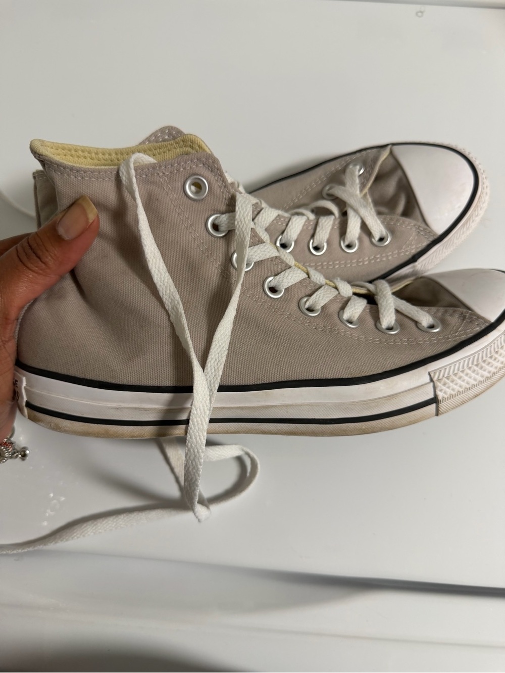 Converse High-Top Canvas Sneakers in Grey with White Accents
